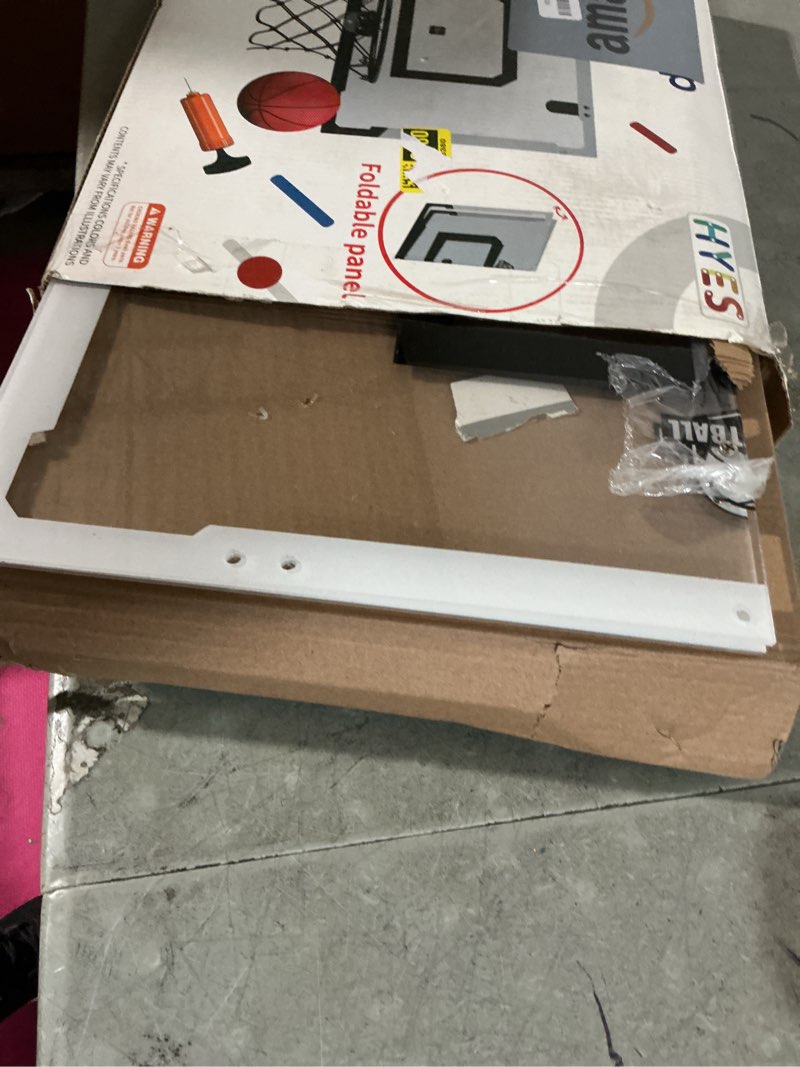 Condition photo showing Good Condition for 24" x 16" large basketball hoop indoor for adults, over the door basketball hoop with sturdy backboard, big basketball toys gifts ideas for man kids teens boys girls, black black- without scoreboard
