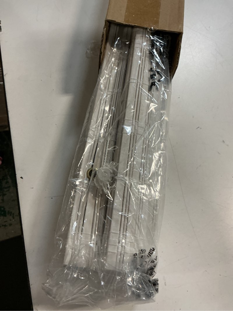 Condition photo showing Good Condition for lazblinds no tools no drill cordless bamboo roman shades, light filtering window treatment, roll up bamboo blinds for windows 23'' w x 48'' h, whitewash t light filtering-whitewash t 23" w x 48" h