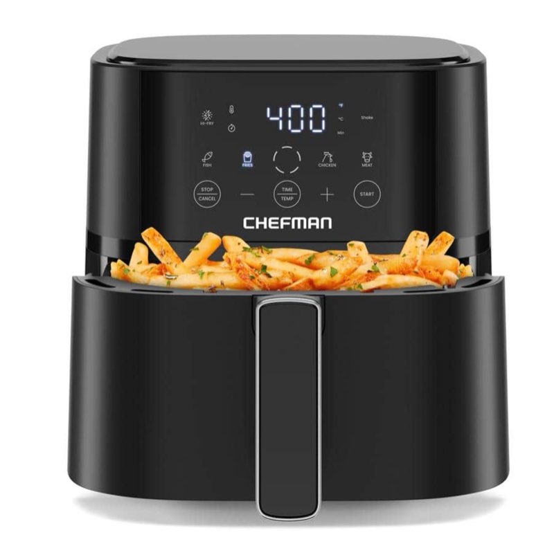 Chefman 4 Qt Compact Digital Touch Air Fryer w/ Hi-Fry & Shake Reminder - Black  New