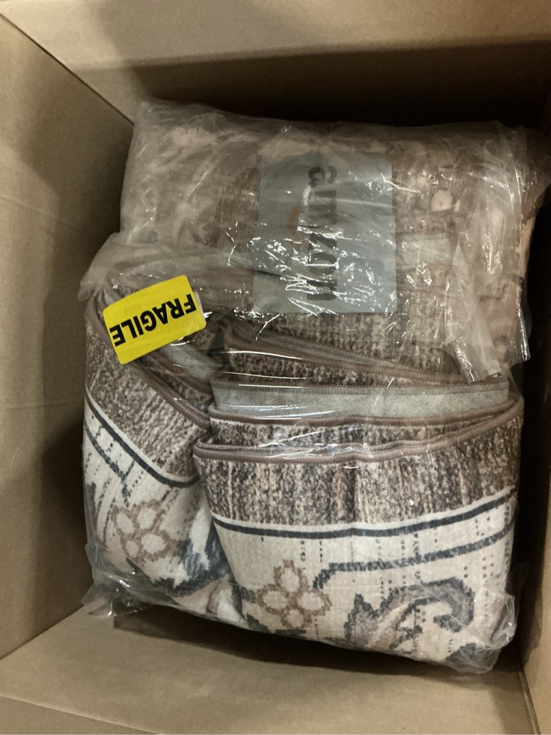 Condition photo showing Good Condition for lofus 8x10 area rugs for living room, washable area rug, rugs for bedroom, kitchen, vintage boho carpet, soft non-slip, low pile large area rug for office dining room, floral brown floral brown 8' x 10' (rectangular)