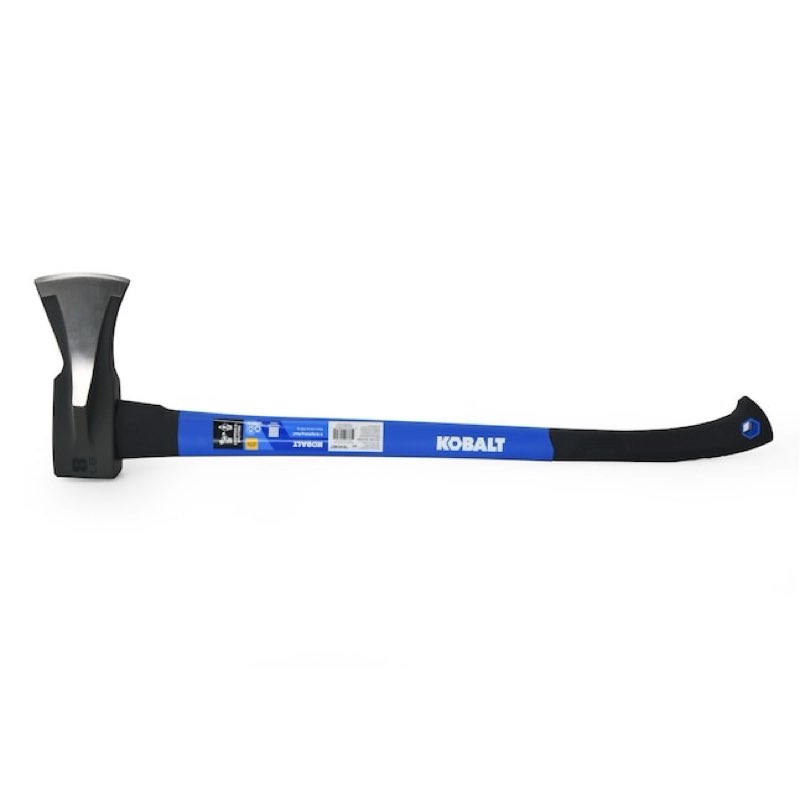 kobalt tempered high carbon steel splitting axe - 8-lbs - black and blue 103703