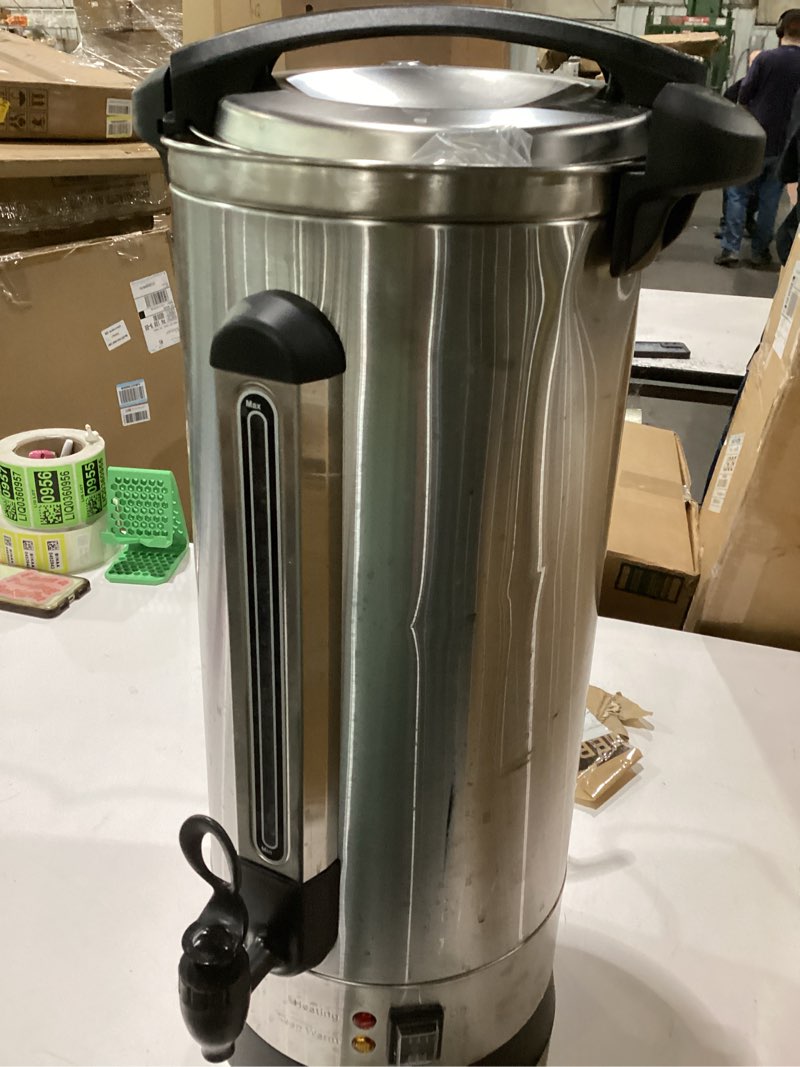 Condition photo showing As Is for garvee 70 cup commercial coffee maker 10 l, large capacity coffee urns with double-wall 304 stainless steel, quick brewing coffee dispenser for meeting rooms and other large gatherings silver 70 cups/10l