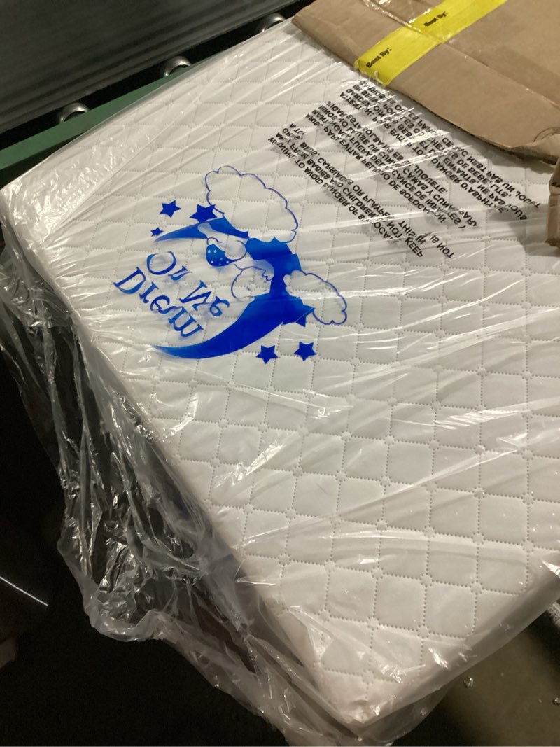 Condition photo showing Good Condition for Dream On Me Holly 3” Mini/Portable Crib Mattress, Greenguard Gold & JPMA Certified, Fits Portable & Mini Cribs, Lightweight Fiber Core, Waterproof Vinyl Cover (38"x24"x3")