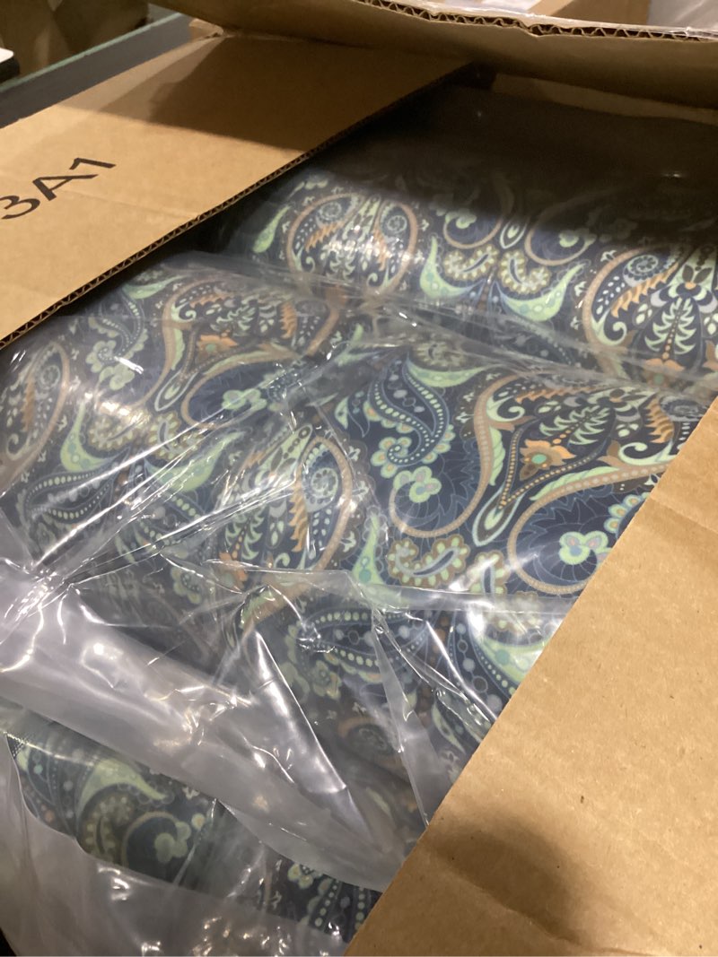 Condition photo showing As Is for marsui 4 pcs outdoor indoor high back chair cushions patio furniture tufted pillow with ties water-resistant replacement outdoor rocking chair cushions, 42 x 21 inches (blue,paisley) 4 blue paisley
