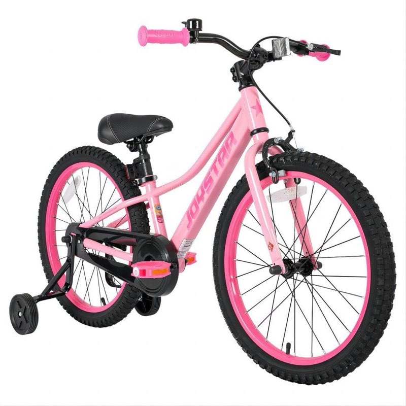 joystar neo 20 inch kids bike for ages 6-10 years old boys & girls, 20 inch wheels kids mountain bike with training wheels & handbrake, kids' bicycles, color pink 20 inch with training wheels