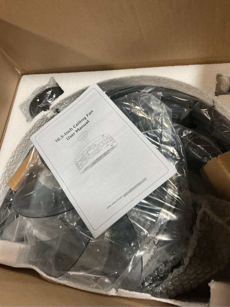 Condition photo showing Good Condition for LEDIARY 16.5 inch Black Caged Ceiling Fan with Light, Fandelier Industrial Ceiling Fan with Remote, Farmhouse Fan Lights Ceiling Fixtures for Kitchen, Bedroom, Outdoor?6 Speed, Timing?-Black Black 16.5 Inch