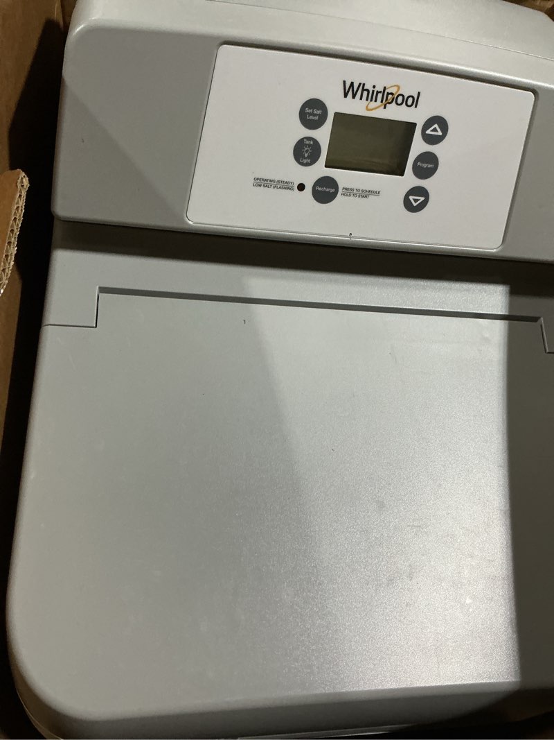 Condition photo showing As Is for whirlpool 44000-grain water softener system