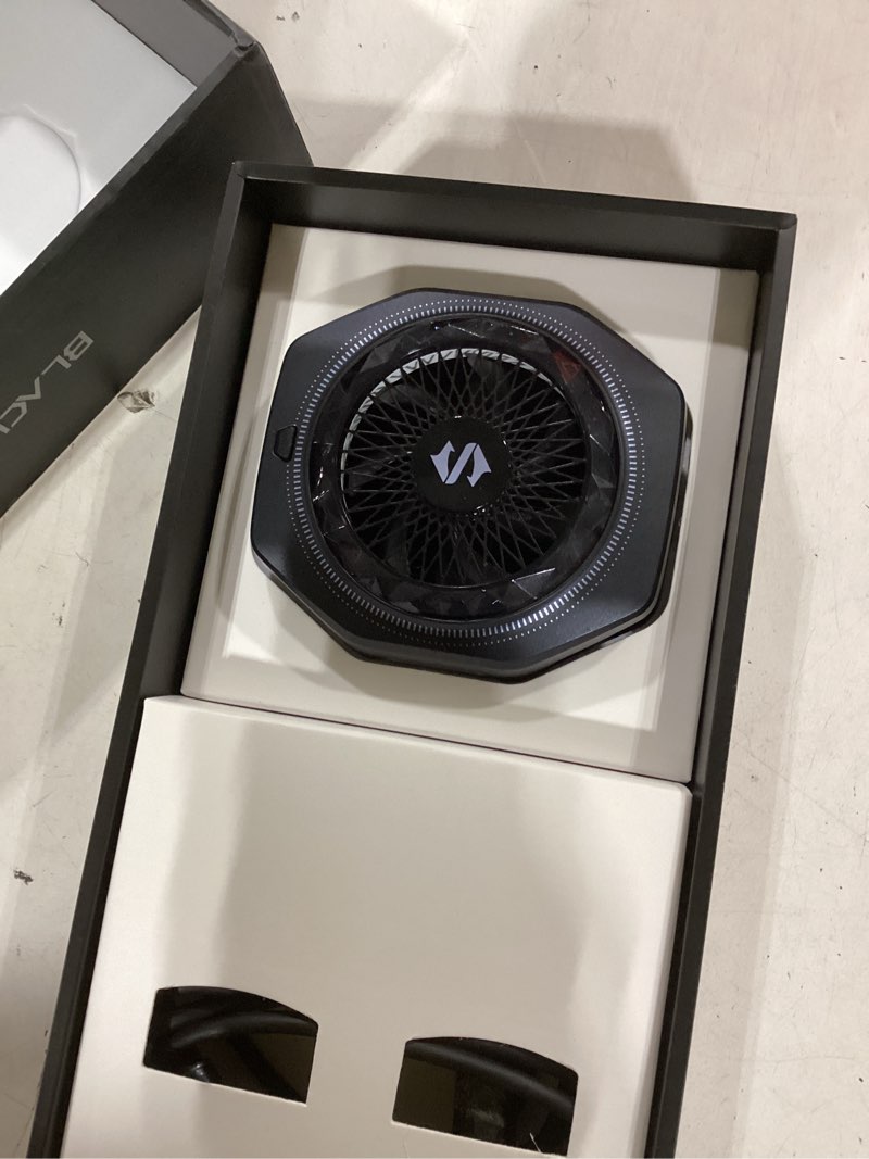 Condition photo showing Good Condition for black shark magnetic phone cooler 5 pro - 18 addressable rgb leds, detachable grip, app-controlled thermostatic cooling fan for iphone magsafe/android/ipad -gaming/streaming/photography 5 pro black