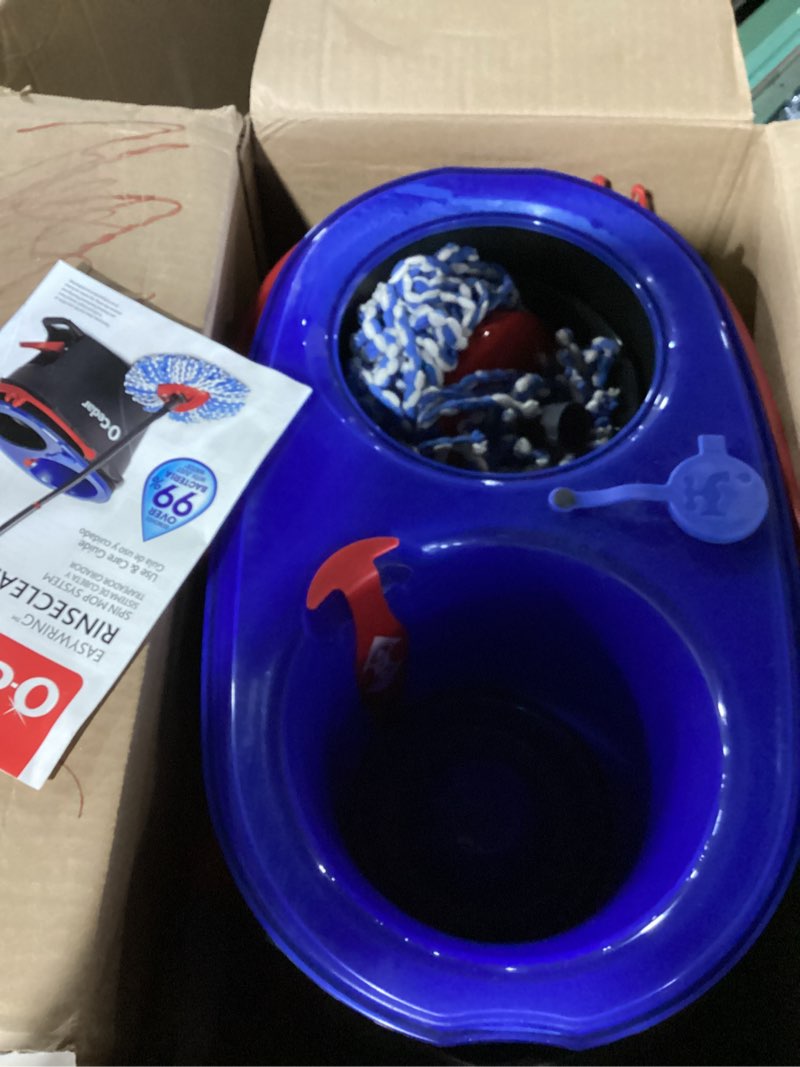 Condition photo showing As Is for o-cedar rinseclean spin mop & bucket system | clean with water | removes 99% of bacteria