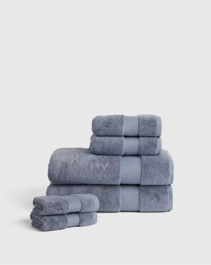 quince turkish ultra plush bath towel bundle set of 6 pieces ocean 