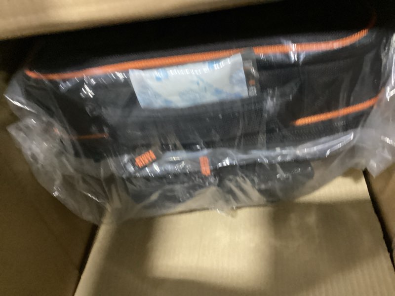 Condition photo showing New/Like New for klein tools 62809mb modbox hard shell backpack with protective front shell, 40 pockets, laptop sleeve usb-c port, modbox compatible, heavy duty hardshell backpack