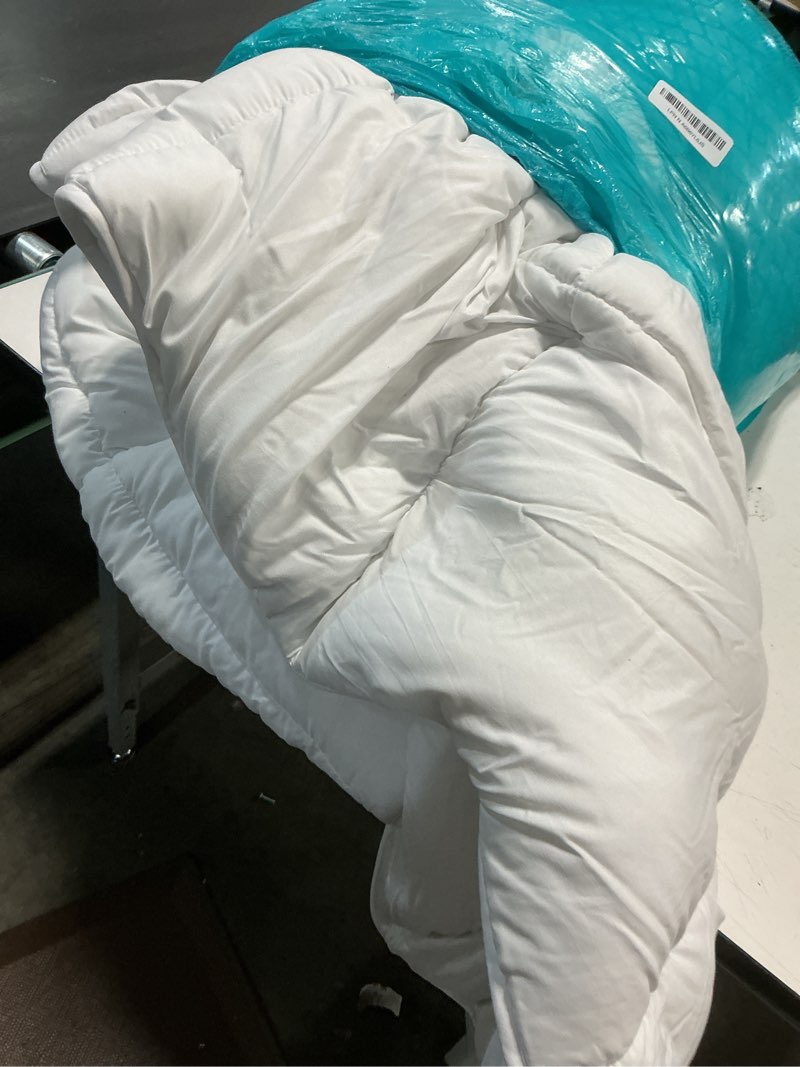 Condition photo showing As Is for Winter Extra Warm White King Size Down Alternative Comforter, Heavyweight All Season Fiberfill Comforter Duvet Insert 106x90 with Corner Tabs - Ultra Soft Brushed Microfiber Shell Heavyweight - King Solid White