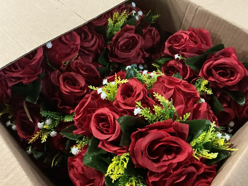 Condition photo showing Good Condition for nuptio flower wedding centrepieces for tables - 10 pcs 9.5in diameter crimson artificial flowers rose ball for centerpieces table - fake rose arrangements for weddings birthday party decor 10 pcs crimson