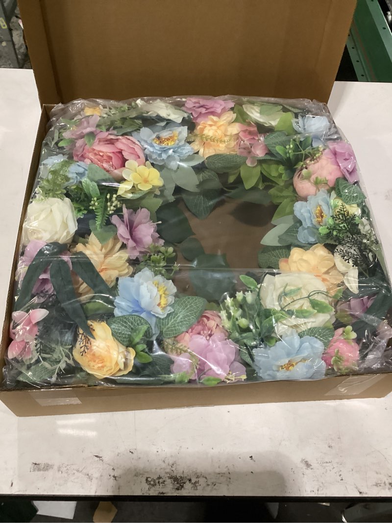 Condition photo showing New/Like New for 24 inch spring wreaths for front door, spring wreath,blue hydrangea wreath,large spring summer door wreaths for front door outside all season home decor (blue)