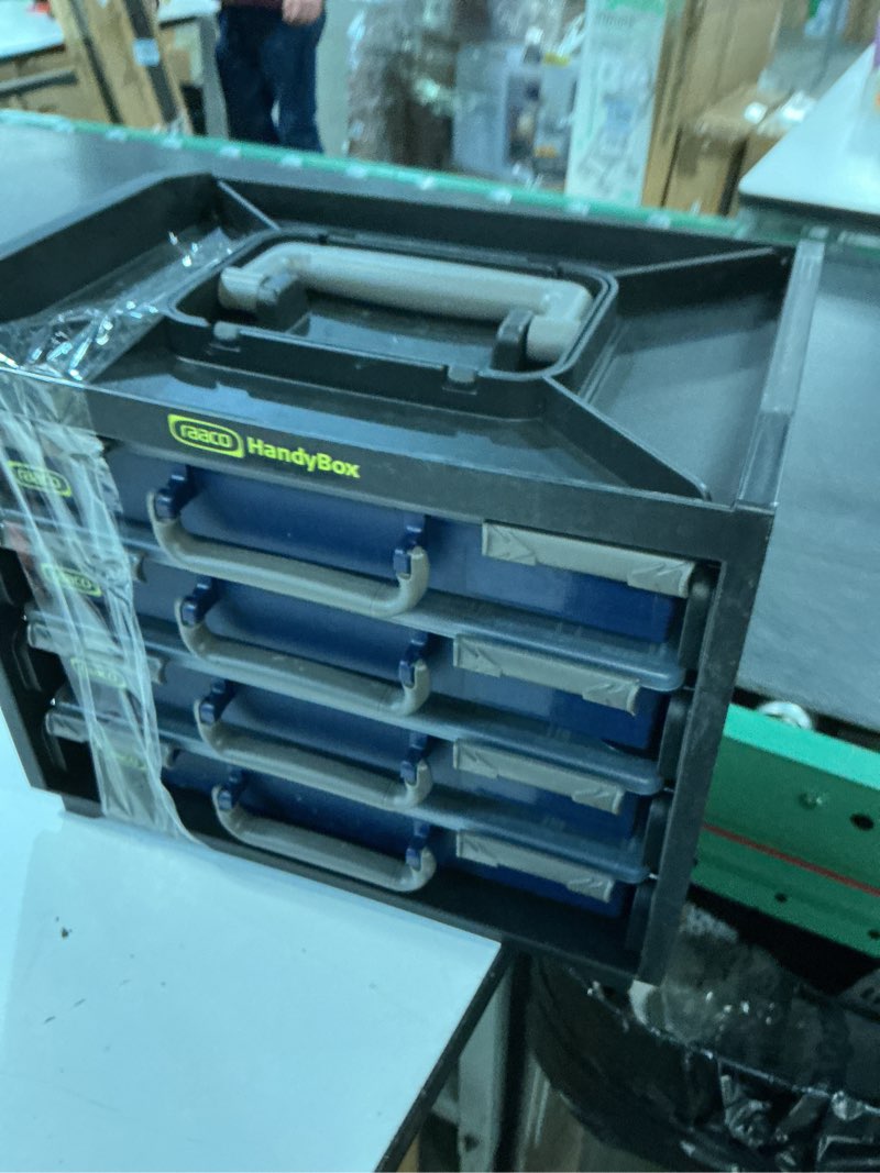 Condition photo showing Good Condition for raaco handybox toolbox storage & carrying system – 4 adjustable grid assorters, durable polypropylene (pp) plastic organizer for hardware and small parts 4x full-size assorters adjustable grid