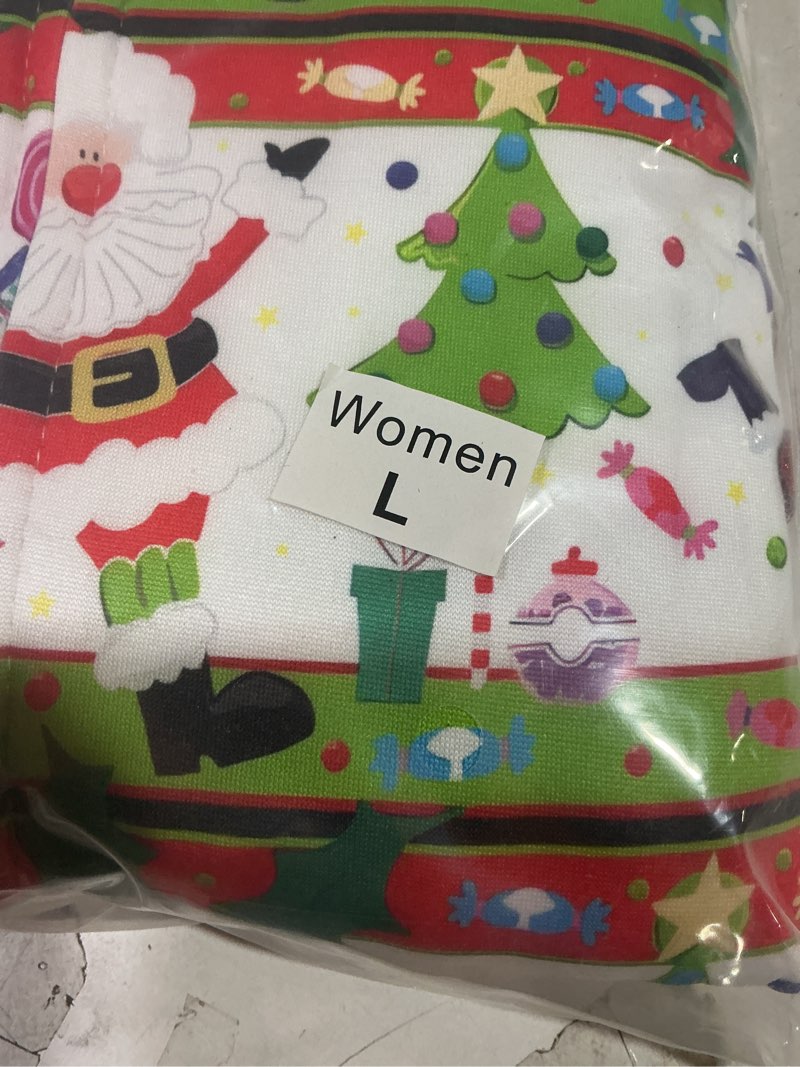 Condition photo showing New/Like New for ANGELGGH Family Matching Christmas Onesie, Cute Vacation Reindeer Print One Piece Pajamas, Hooded Holiday Sleepwear Nightwear Men Large Striped Santa Tree