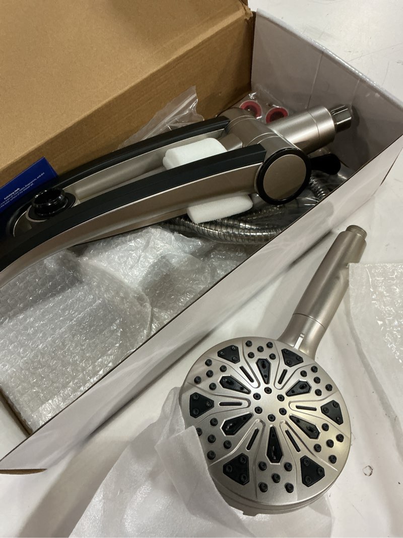 Condition photo showing Good Condition for rain shower head with handheld high pressure rainfall shower heads with handheld spray combo adjustable one-piece stand daul shower head built-in magnetic docking and power jets-nickel