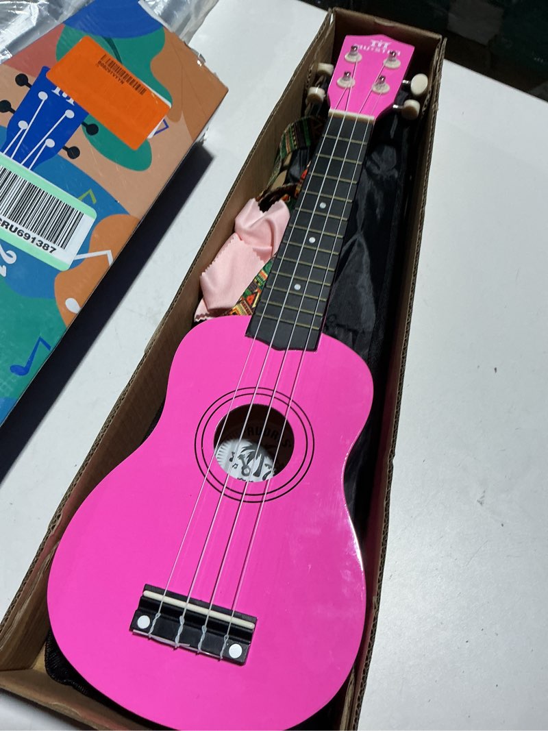 Condition photo showing Good Condition for mustar soprano ukulele beginners kit - 21 inch basswood ukuleles for beginner, ukulele pack with gig bag, strap, picks, pink ukuleles set 21inch pink