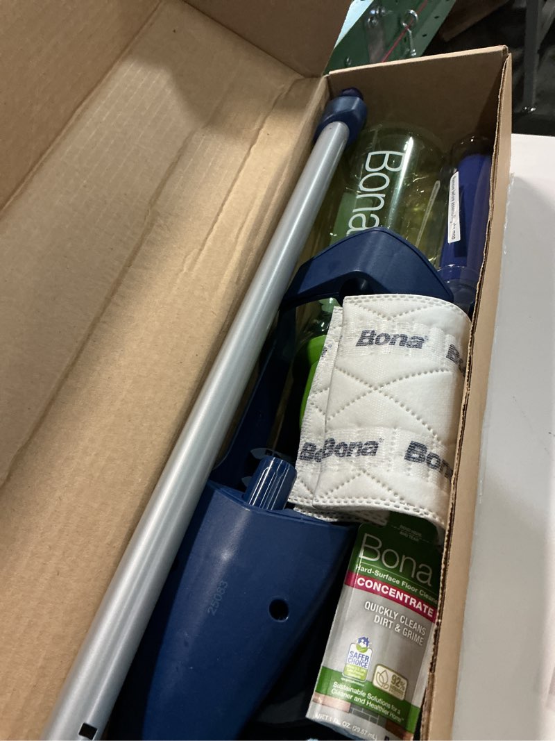 Condition photo showing Good Condition for Microfiber Spray Mop for Floors Cleaning: Wet Dry Hardwood Floor Mops with 3 Washable Reusable Pads for Swiffer Powermop - Flat Mop with Sprayer for Tile Wood Laminate Vinyl Marble Dark Blue
