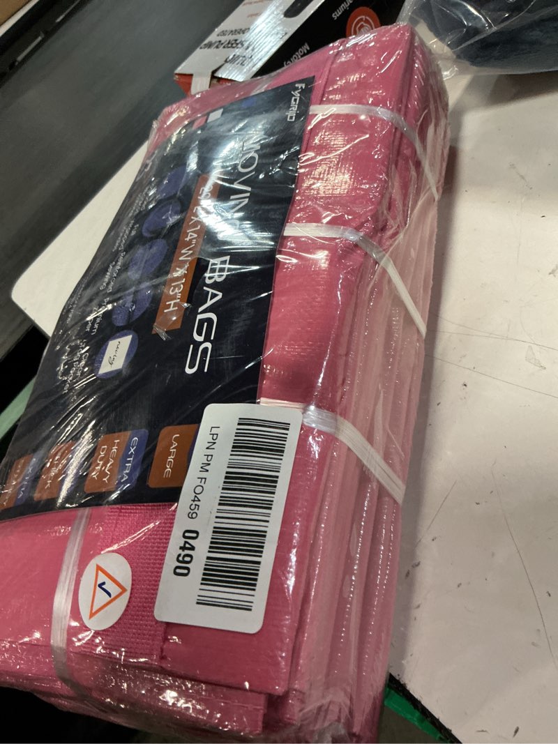 Condition photo showing Good Condition for 6 pack extra heavy duty large moving bags with strong zipper & comfortable handles, sturdy & durable clothes storage bags totes bins, packing moving boxes for college supplies, pink pink 6 pack