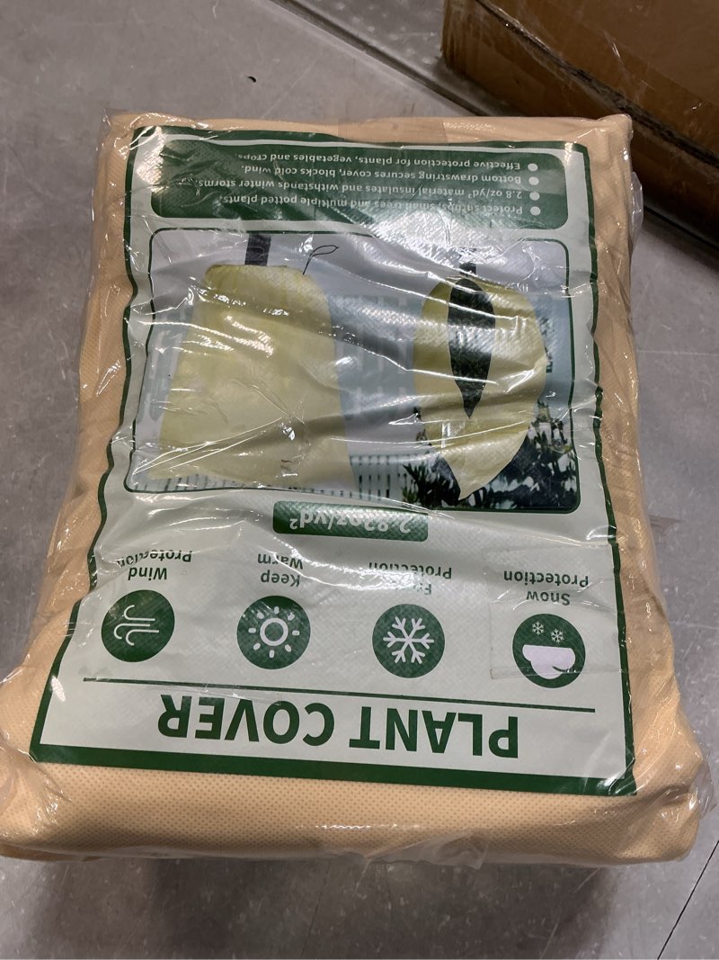 Condition photo showing New/Like New for TCBWFY 120x100 Inch Huge Plant Covers Freeze Protection Frost Cloth for Outdoor Plants,2.82oz/yd² Thickened Winter Tree Covers with Zipper Drawstring,4 Packs Frost Blanket from Wind,Pest and Animal 120“Hx100"W-2.82oz/yd²-4PCS Beige