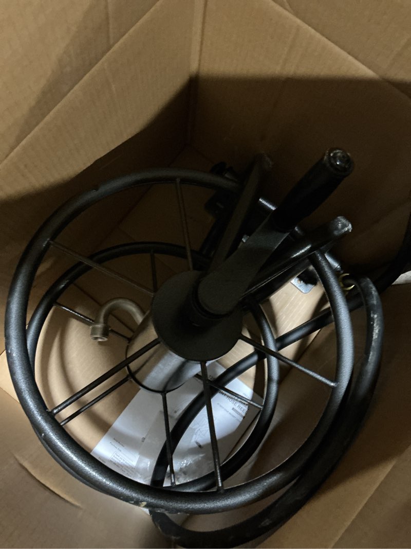 Condition photo showing As Is for project source steel 200-ft cart hose reel