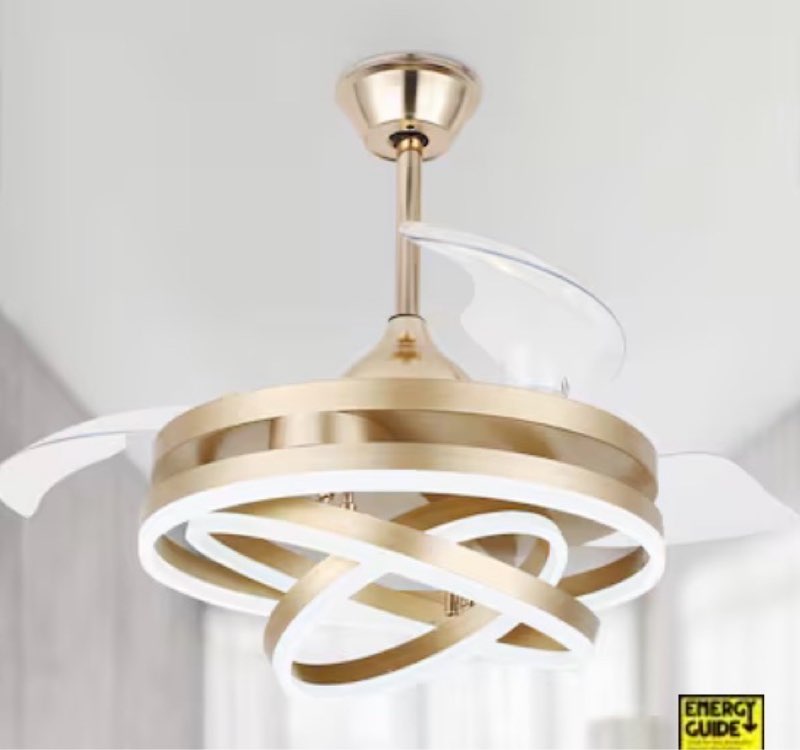 Oaks Decor Bayview 42-in Gold with Clear Blades LED Fandelier Ceiling Fan With Light
