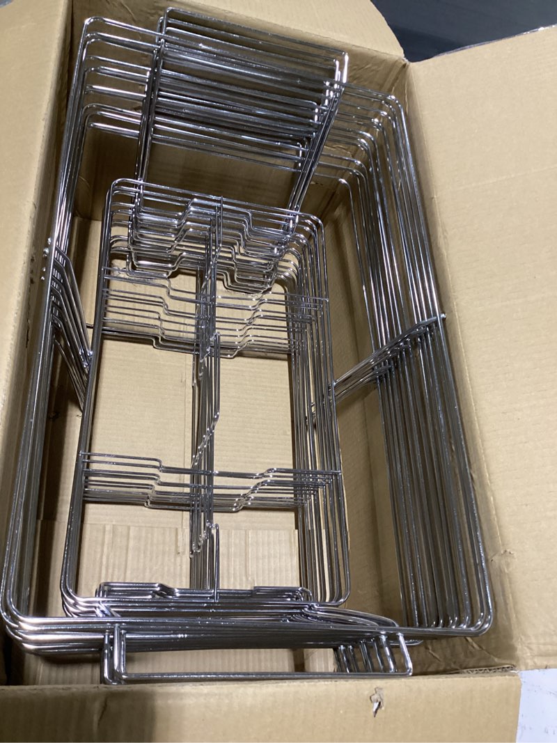 Condition photo showing New/Like New for 6 pack chafing wire rack buffet stand chrome frame for events, parties, wedding, & birthday party catering, full size chafing stand for dish serving trays, food warmer catering supplies