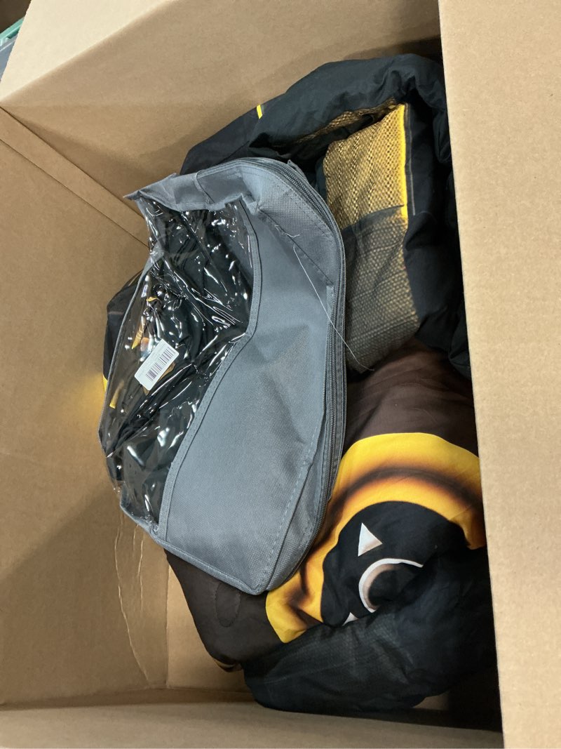 Condition photo showing Good Condition for perfemet kids bedding sets for boys full size 6 pcs black gold game console comforter with sheet set soft fluffy video gamer bed set lightweight comfy gaming bed in a bag for all season(gold, full) gold full-6pcs