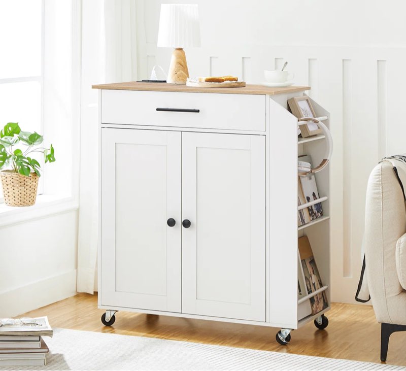 Aquisha 33.8\" Rolling Kitchen Island with Power Outlet INCOMPLETE 