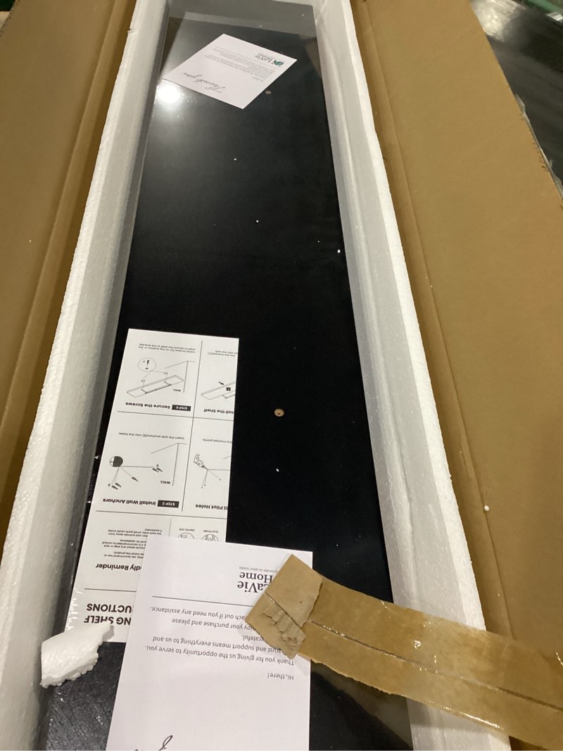 Condition photo showing New/Like New for LaVie Home Floating Shelves, 47 Inch Wall Shelf Set of 2, Hanging Shelf with Invisible Brackets, Wall Decor for Bathroom, Bedroom, Living Room, Kitchen Storage,Classic Black 47 Inch Black