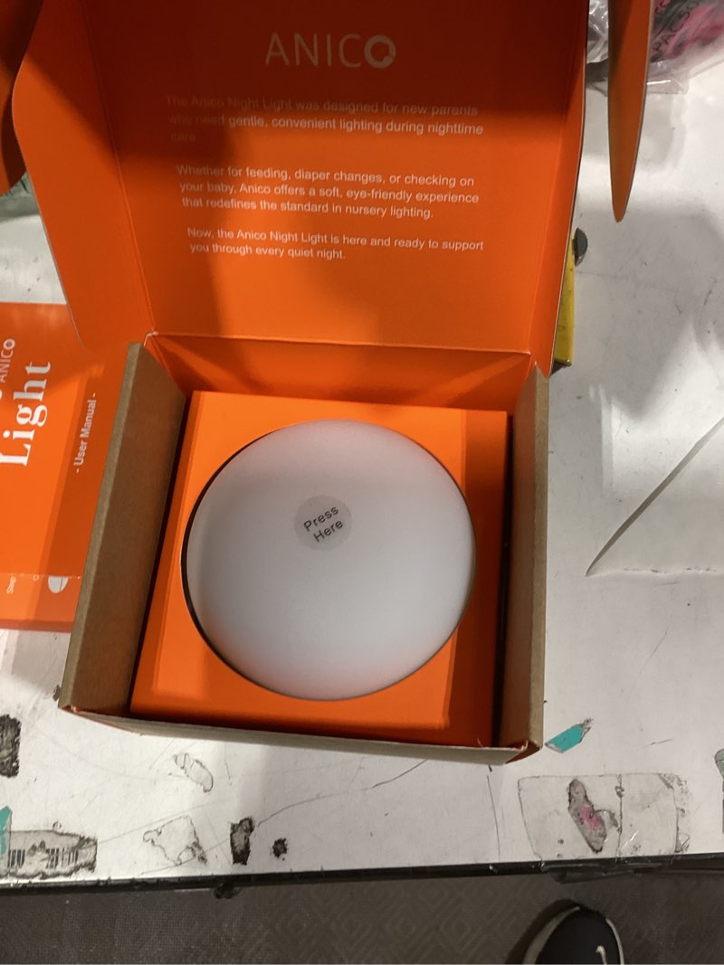 Condition photo showing New/Like New for baby night light, nursery night lamp for breastfeeding, soft bpa free silicone touch night lamp, eye caring, easy flip design, stepless dimming, 1-pack