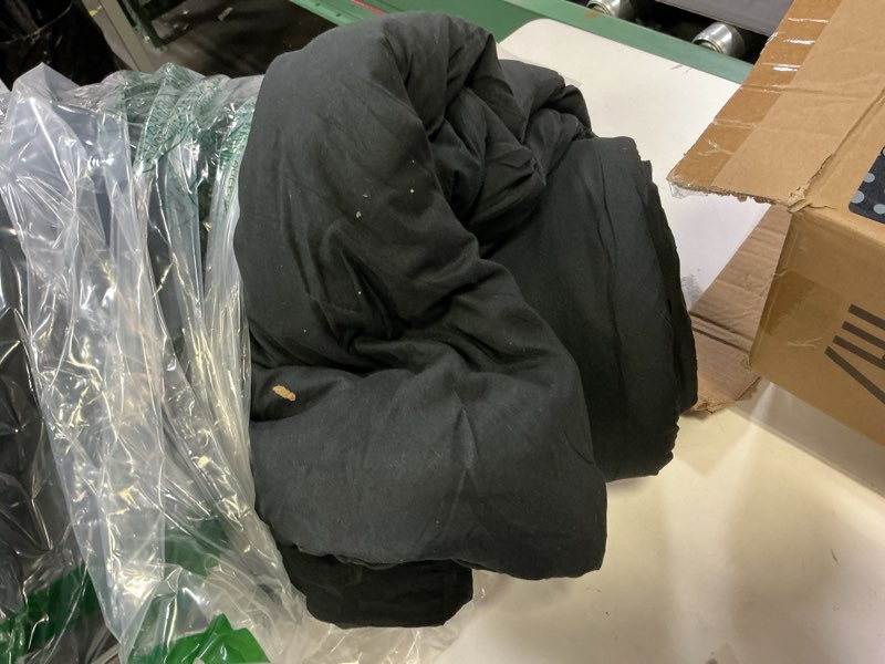 Condition photo showing As Is for hymokege black queen comforter set seersucker 7 pieces, all season luxury bed in a bag for bedroom, bedding set with comforters, sheets, pillowcases & shams