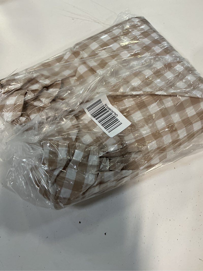 Condition photo showing Good Condition for organic crisp percale fitted sheet set, full, cafe gingham