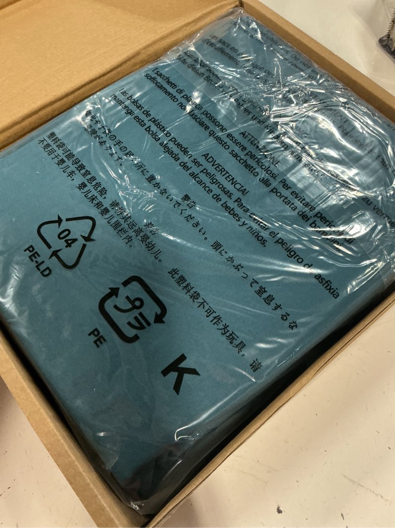 Condition photo showing New/Like New for amazon basics lightweight breathable ultra-soft brushed microfiber 4-piece bed sheet set with 14-inch deep pockets, king, dark teal, solid
