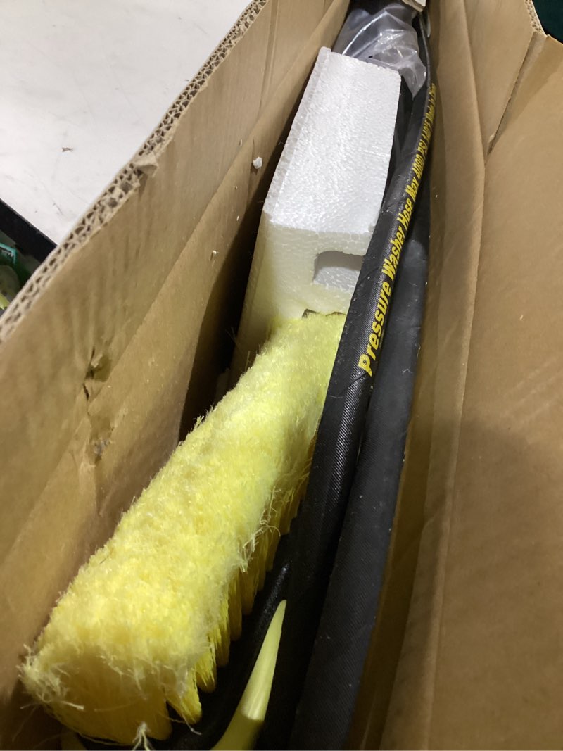 Condition photo showing Good Condition for janz aluminum 24 ft telescoping pressure washer wand with pressure washer extension wand,gutter cleaner attachment, 5 spray nozzle tips, 2 hose inlet adapters and support harness