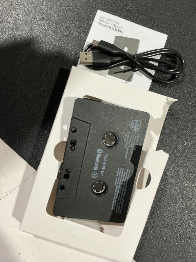 Condition photo showing Good Condition for auto drive bluetooth cassette adapter two-channel cassette head  1.66oz with 60mm charging cable
