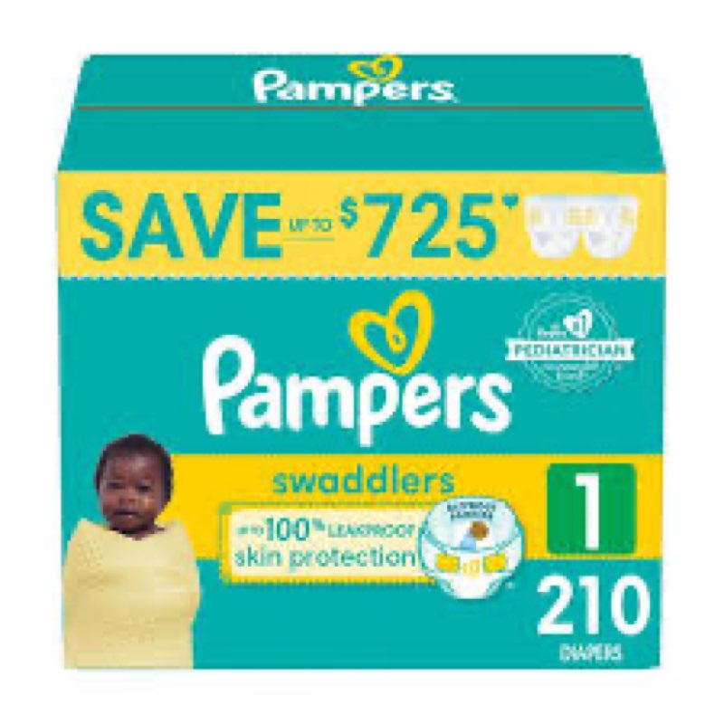 Pampers Swaddlers Diapers  Size 1 (8-14 Pounds)  210 Count