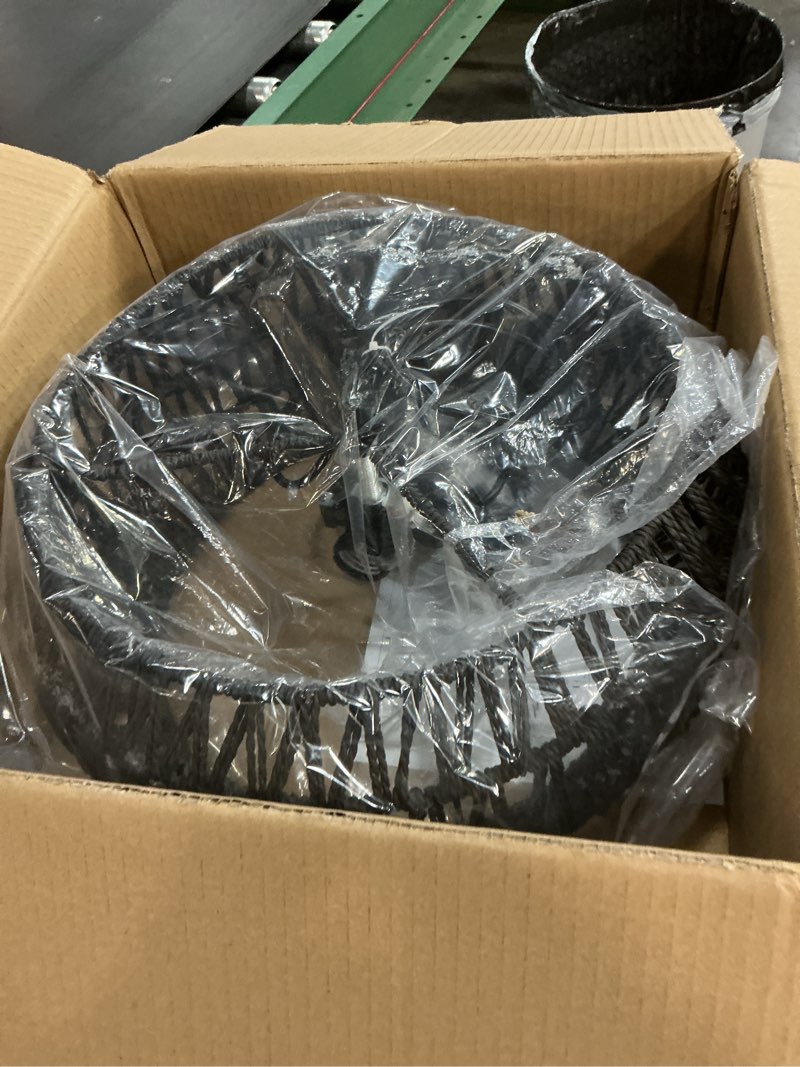 Condition photo showing Good Condition for black boho hanging light fixture rattan chandeliers drum pendant lights for dinning room wicker chandelier ceiling hanging light basket woven chandelier for bedroom hallway entrance kitchen island black15.7‘’