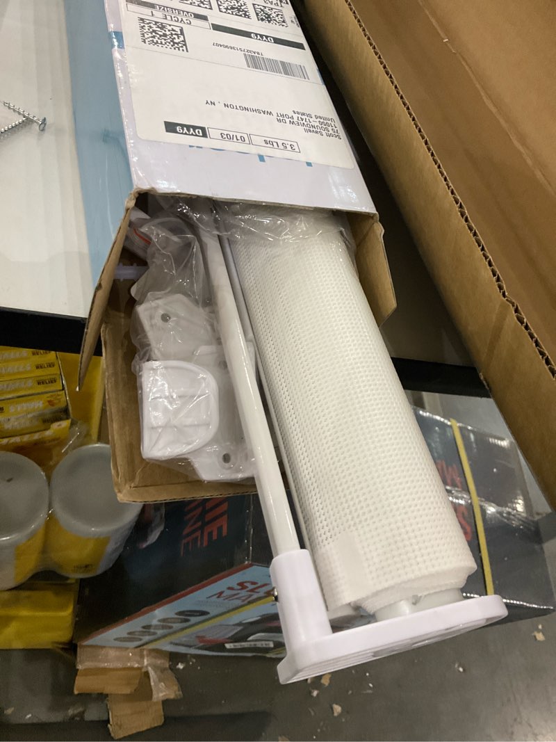 Condition photo showing As Is for PRObebi Retractable Dog Gate for The House Extends to 54" Wide 34" Tall, Gates for Baby Indoor, Stair Gate for Outdoor, Staris, Hallways, Doorways, Deck, Porch, Need Drilling A-white 34" Tall x 54" Wide-Need Drilling