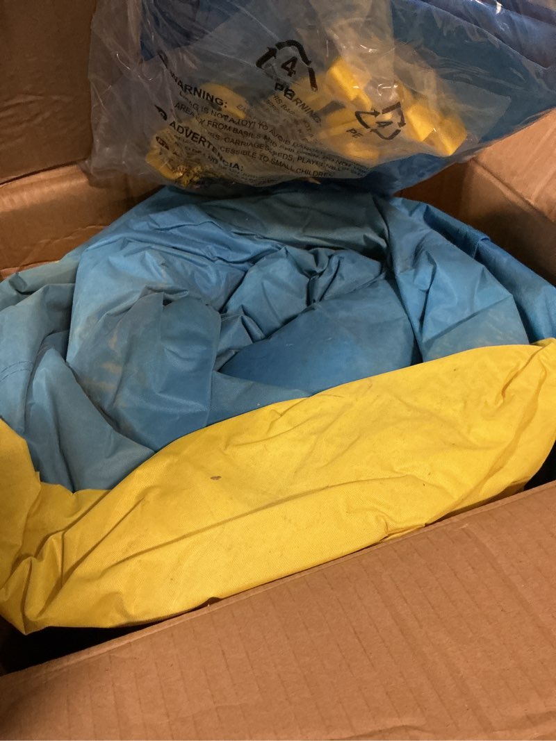 Condition photo showing As Is for Bounceland Bounce House Castle with Basketball Hoop Inflatable Bouncer, Fun Slide, Safe Entrance Opening, UL Certified Strong Blower Included, 12 ft x 9 ft x 7 ft H With Blower