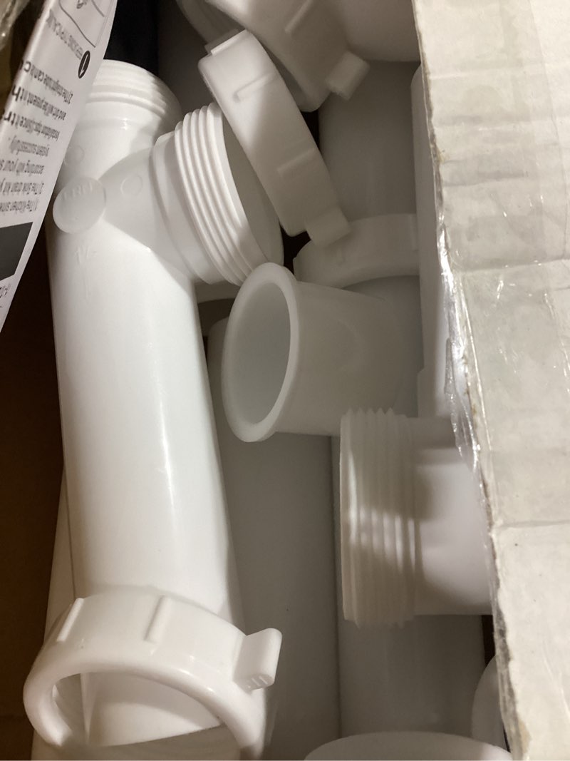 Condition photo showing As Is for kitchen sink drain kit,1-1/2”,for most kitchen sink drain repair kit and bathroom sink drain kit, kitchen sink p trap drain kit 1 1/2” for sink plumbing kit, completed sink pipe replacement kit