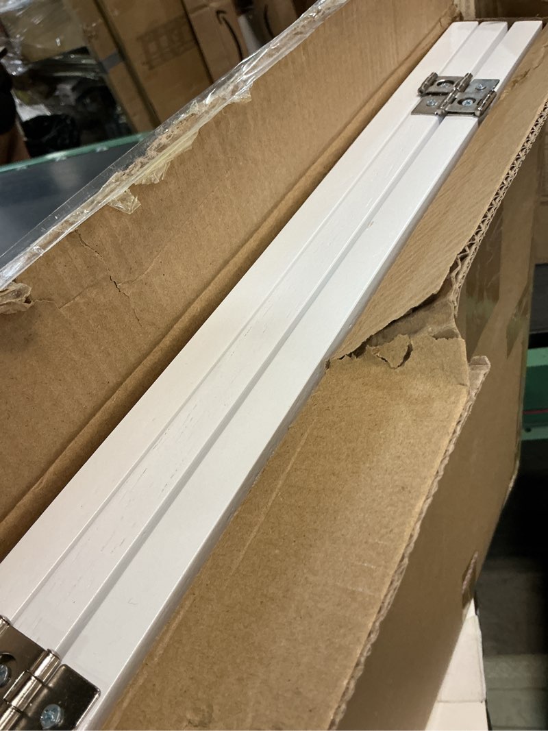 Condition photo showing Good Condition for LZRS 3-Panel Wooden Free Standing Foldable Dog Gate Indoor – 24" High,Step-Over Safety Pet Gate for Doorways, Stairs, Hallways, Indoor Dog Barrier for Small to Medium Dogs & Puppies, White White 24"Height-3 Panel