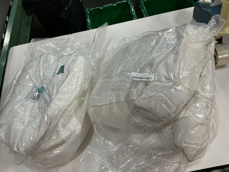 Condition photo showing As Is for three geese white goose feather & cotton pillows king size set of 2 - soft 600 thread count 100% cotton, medium firm,soft support,white solid king (pack of 2) white
