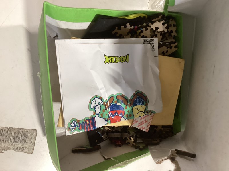 Condition photo showing As Is for peanuts christmas puzzles for adults – snoopy, 300 pieces unique shaped charlie brown wooden jigsaw puzzles, 5mm thick, officially licensed merchandise – merry unwrapping, 16.5" x 10.5" 300pcs merry unwrapping