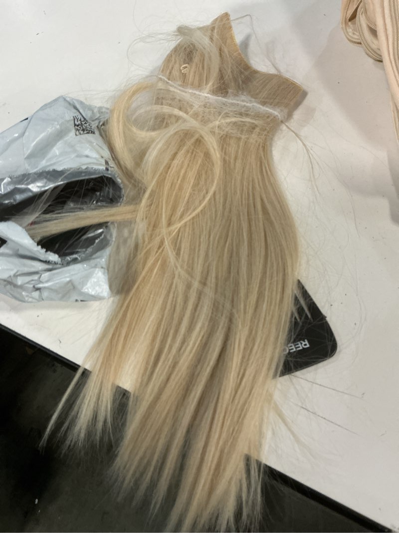 Condition photo showing Good Condition for REECHO Invisible Wire Hair Extensions with Transparent Headband Adjustable Size Removable Secure Clips in Straight Secret Hairpiece for Women (16Inch (Pack of 1), Light Blonde) 16 Inch (Pack of 1) Light Blonde