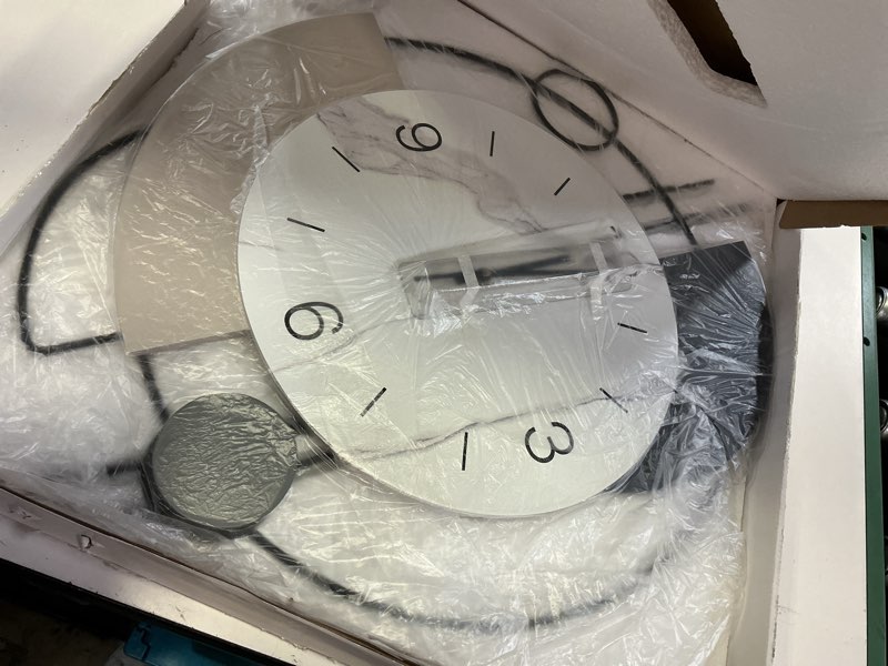 Condition photo showing Good Condition for dankeit decorative wall clock with pendulum,silent non-ticking quartz battery operated,large wall clock for living room,kitchen,home,bathroom,bedroom wall decor,20x33.5 inch(black) black 20x33.5 inch
