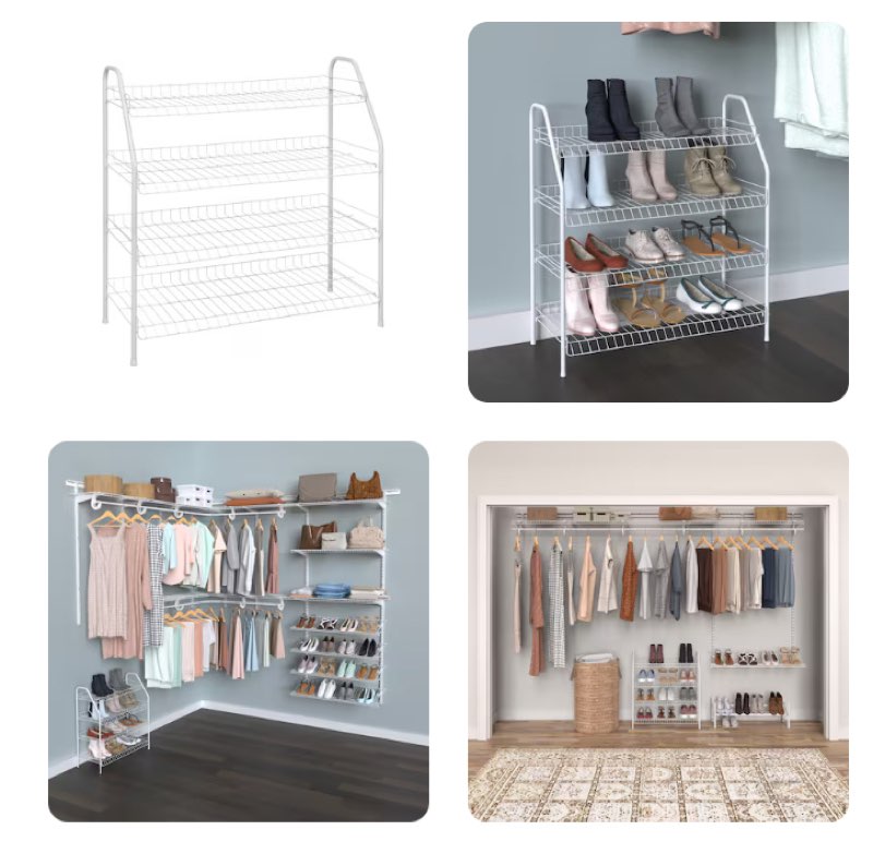 ClosetMaid 28-in H 4 Tier 12 pair White Metal Shoe rack