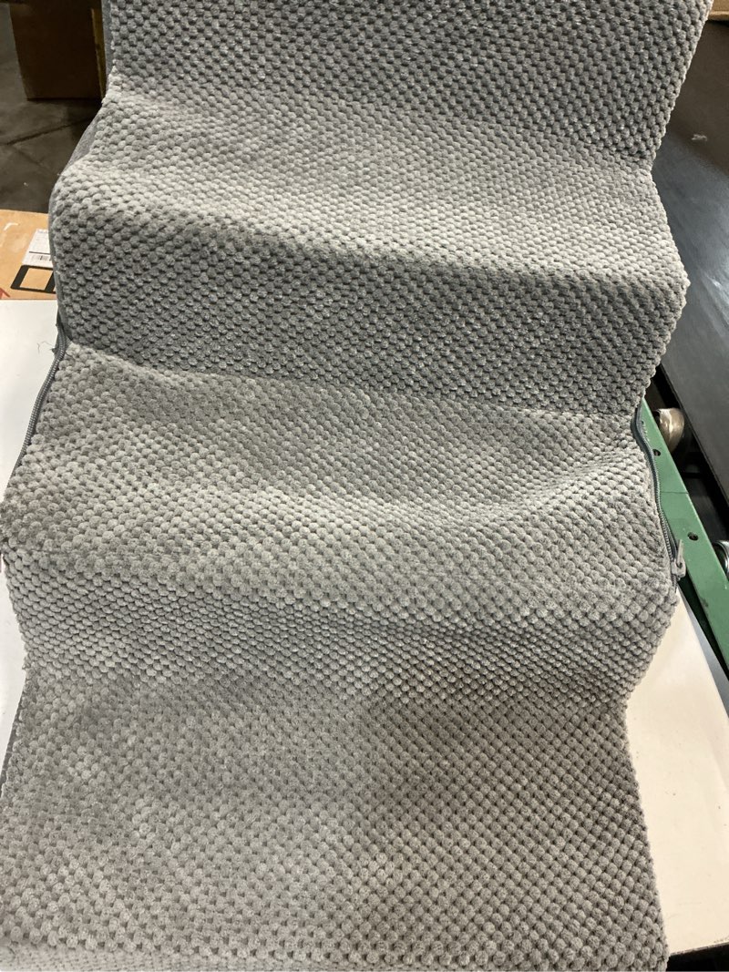 Condition photo showing Good Condition for eheyciga dog stairs for bed 18" h, 4-step dog steps for high bed, pet steps for small dogs and cats, non-slip balanced pet ramp indoor, grey
