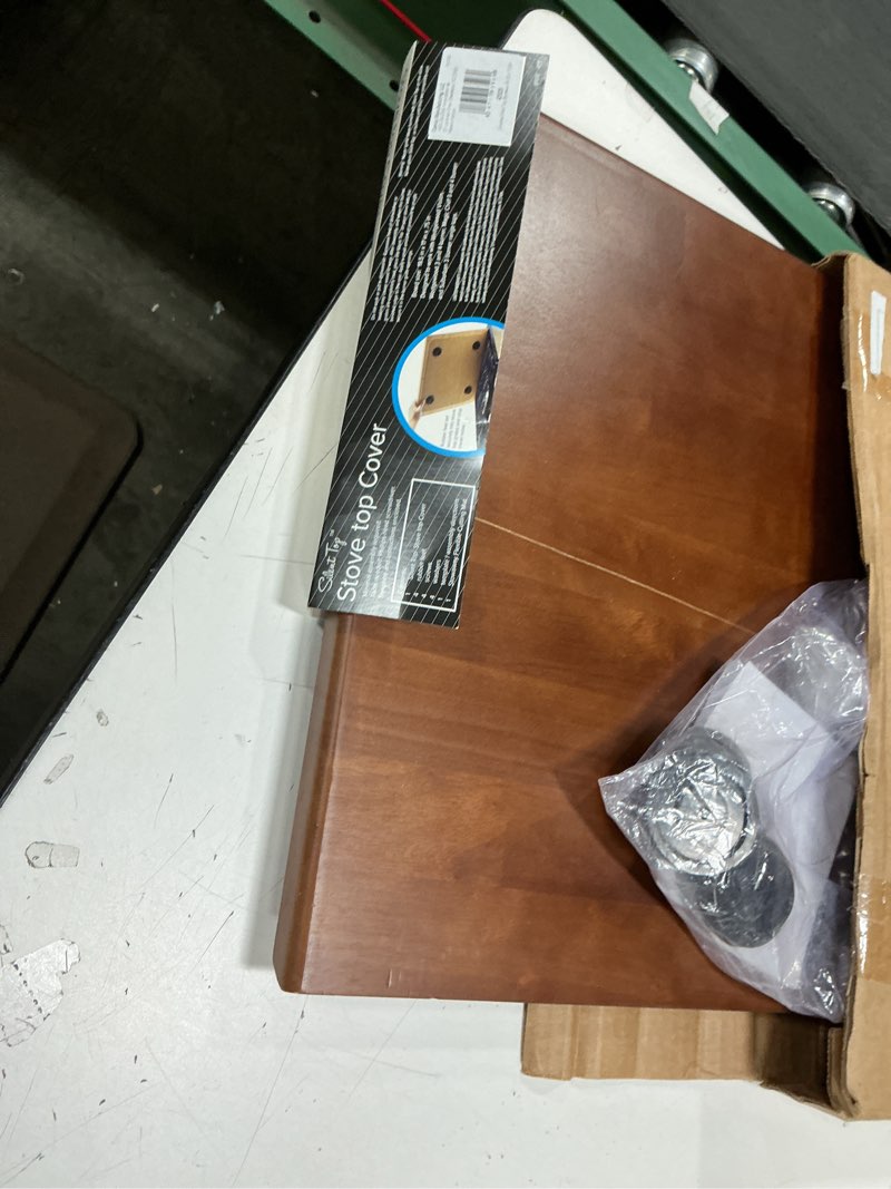 Condition photo showing Good Condition for camco rv silent top stovetop cover | measures 19.5-inches (l) x 17-inches (w) x .75-inches (h) | bordeaux finish (43526) bordeaux stovetop cover